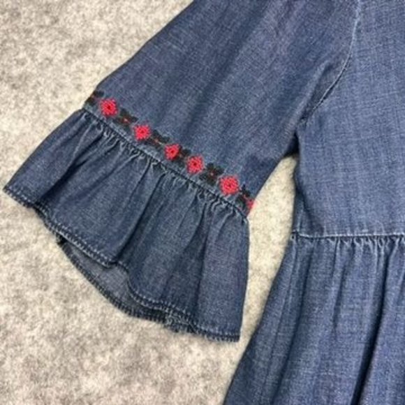 Kate Spade Broome Street Denim Embroidered Floral Shirt Dress - Picture 10 of 11